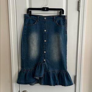 Hayden Denim Asymmetrical Button Skirt